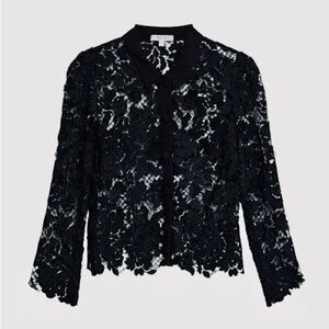 STELLA MCCARTNEY Black Lace Button Up Blouse Long Sleeve Shirt Designer Top